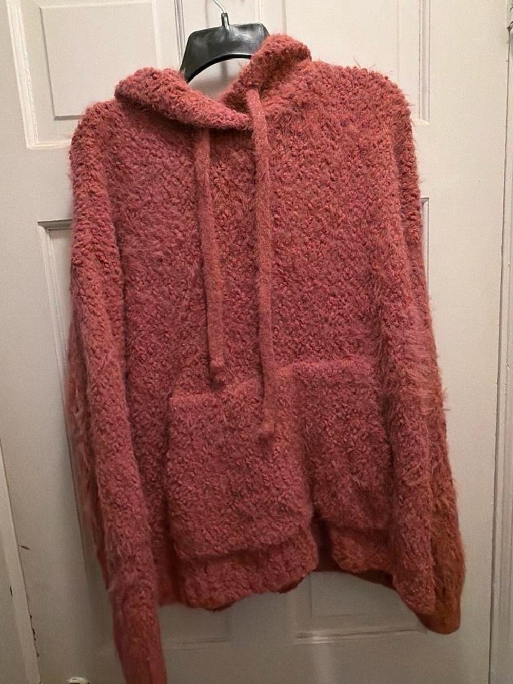 white birch Plush Knit Hoodie in Dusty Rose